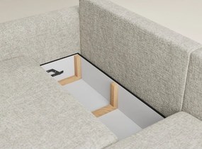 Béžová ženilková rozkladacia/s úložným priestorom rohová pohovka (pravý roh/s leňoškou) Leon – Maison de Rêve