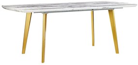 Rozkladací jedálenský stôl 160/200 x 90 cm mramorový efekt/zlatá MOSBY Beliani