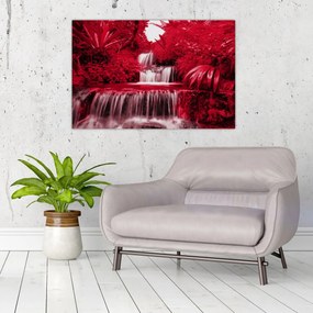 Obraz - Indonézske vodopády v červenej (90x60 cm)
