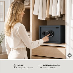 Malý domáci trezor, elektronický zámok na kód, na peniaze a dokumenty, 350x250x250 mm: DORIAN