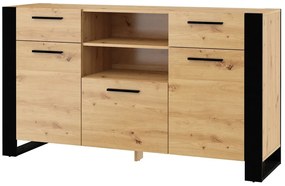 Komoda Nulakka C (dub artisan + matná čierna). Akcia -20%. Vlastná spoľahlivá doprava až k Vám domov. 1124825