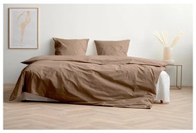 Hnedé predĺžené obliečky na dvojlôžko z bavlneného perkálu 200x220 cm Crisp – Södahl
