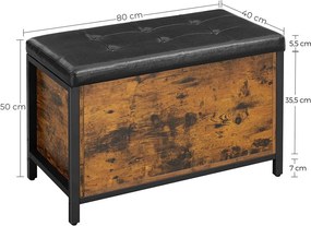 VASAGLE Multifunkčná truhlica v industriálnom štýle LSC80BX