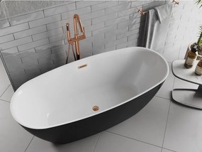 Mexen Luvo Slim, voľne stojaca vaňa 170 × 75 cm, biela-čierna, ružové zlato prepad, 52801707575-60