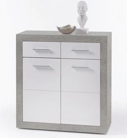 Komoda Stone 82 cm, betón/biela