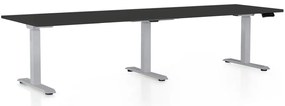 Výškovo nastaviteľný stôl OfficeTech Long, 260 x 80 cm, sivá podnož, čierna