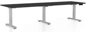 Výškovo nastaviteľný stôl OfficeTech Long, 260 x 80 cm, sivá podnož, čierna