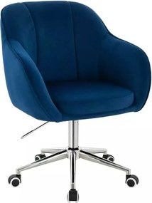 LuxuryForm DESIGN Stolička AVOLA VELUR na striebornej podstave s kolieskami - modrá