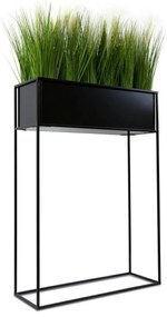 KOVOVÝ KVETINÁČ SO STOJANOM RECT 90X24X64 CM ČIERNA