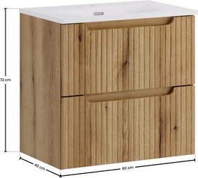 Závěsná skříňka Nova Sky se zápustným umyvadlem 60 cm dub coast evoke