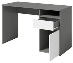 Kondela PC stôl, tmavosivá-grafit/biela, BILI