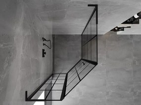 Mexen Mist L, päťuholníkový sprchový kút s krídlovými dverami, 80 x 90 cm, 8mm číre sklo, čierny profil, 8A8L-080-090-70-77-L