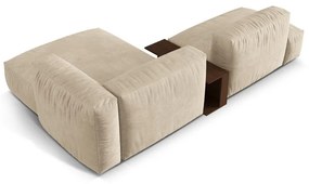 Béžová zamatová modulárna rohová pohovka (pravý roh/s leňoškou) Martina – Micadoni