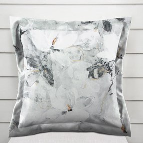 Biante Zamatová obliečka na vankúš s lemom Tamara TMR-006 Designové kvety na sivom 30 x 50 cm