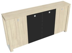 Stredná šatníková skriňa Verno+ S 260 x 46 x 130 cm, kombinované dvere, agát / čierna