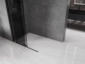 Mexen Velar, sprchová zástena s posuvnými dverami Walk-in 85 x 200 cm, 8mm šedé sklo, čierna matná, 871-085-000-43-70
