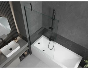 Mexen Next, vaňová  zástena 1-krídlová 90 x 150 cm, fixné krídlo, 6 mm číre sklo, čierny profil, 895-090-000-00-00-70