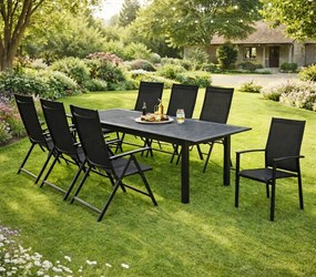 Doppler EXPERT ANTRACIT, 6 polohovacích a 2 stohovateľné kreslá, 6+2+1