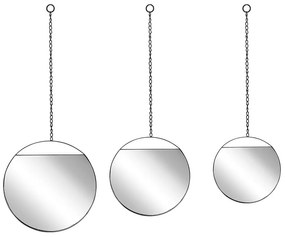 Nástenné zrkadlo čierne ø 24/29/33 cm, sada 3 ODOS Beliani