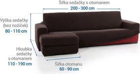 Super strečové poťahy NIAGARA čokoládová sedačka s otomanom vľavo (š. 200 - 300 cm)