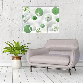 Sklenený obraz - Kvety v kruhoch (70x50 cm)