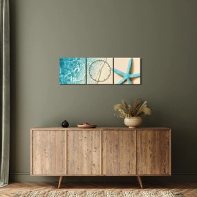 Obraz - Hviezdica na pláži (s hodinami) (90x30 cm)