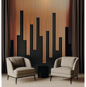 Akustický panel MDF medený, čierny filc 19 x 132 x 2650 mm