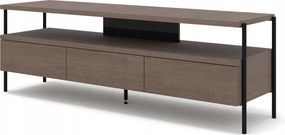 Rtv skrinka Puffin 154 cm 3S chladná hnedá dyha lakovaná kovovými nožičkami