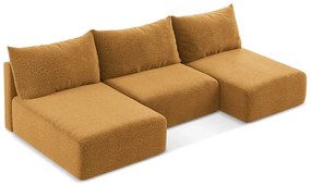 Oranžová rozkladacia/s úložným priestorom rohová pohovka Kalena – Makamii