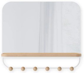 Biely prírodný nástenný vešiak z bukového dreva s poličkou Estique - Umbra