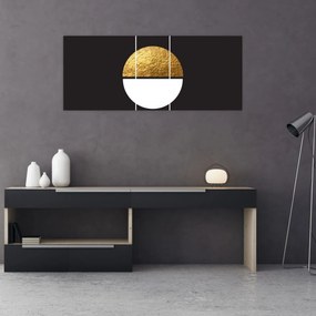 Obraz - Abstrakcia zlatá a čierna N⁰1 (120x50 cm)