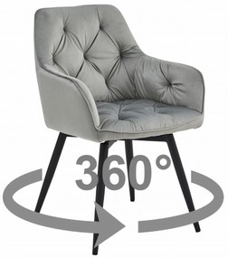 Otočné jedálenské kreslo JORK360 VELVET, svetlosivé