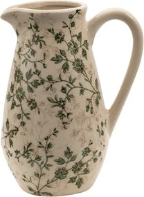 Keramický dekoračný džbán so zelenými kvetmi Ganni green S - 16*12*22 cm