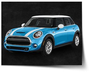 Sablio Plagát Mini sedan Čierne pozadie - 90x60 cm