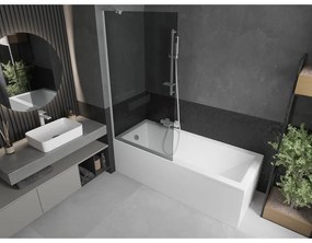 Mexen Next, vaňová zástena 1-krídlová 90 x 150 cm, fixné krídlo, 6 mm šedé sklo, biely profil, 895-090-000-00-40-20