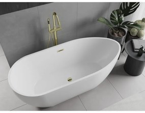 Mexen Eos, voľne stojaca vaňa 150 x 75 cm, biela, zlatý lesklý prepad, 52471507500-50