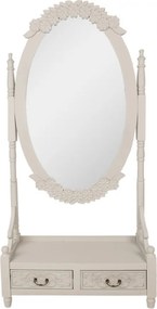 Béžovo-šedé antik veľké zrkadlo so šuplíkmi Hyggia - 85*30*180cm