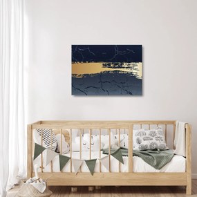 Sklenený obraz - Modrá a zlatá abstrakcia N⁰2 (70x50 cm)