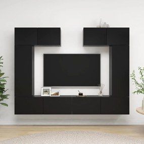 6-dielna súprava TV skriniek čierna drevotrieska