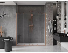 Mexen Velar Duo, posuvné dvere do otvoru 170x200 cm, 8mm číre sklo, medená matná, 871-170-000-02-65