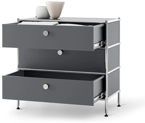 Kovová komoda »CN3« s 3 zásuvkami, sivá