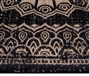 Šnúrkový koberec Sunny rozeta čierny