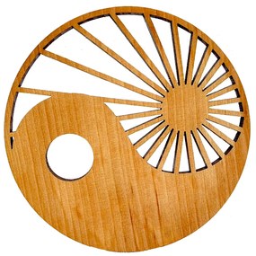 AMADEA Drevený podtácok okrúhly jin-jang, masívne drevo, priemer 10 cm