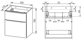 Mereo, Mailo, kúpeľňová skrinka 61 cm, biela, dub, antracit, MER-CN530SB