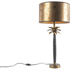 Stolná lampa Art Deco bronzová s bronzovým tienidlom 35 cm - Areka