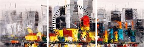 Obraz - Maľba veľkomesta (s hodinami) (90x30 cm)
