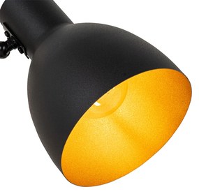 Rustikálna stolná lampa čierna s drevom - Flint