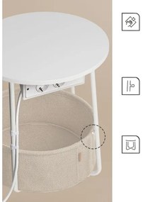 Odkladací stolík NOIRA so vstavanými zásuvkami a USB portami, béžová/biela