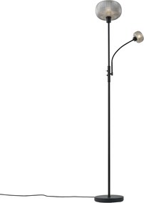 Inteligentná stojaca lampa čierna s dymovým sklom 2-svetlá vrátane WiFi - Brianna