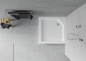 Mexen RIO - Štvorcová sprchová vanička 90x90x14 cm + chrómový sifón, biela, 45109090